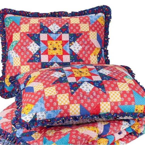 The Pioneer Woman Multi-Color Starlight Patchwork 2-Piece King Shams NWT - Picture 2 of 6